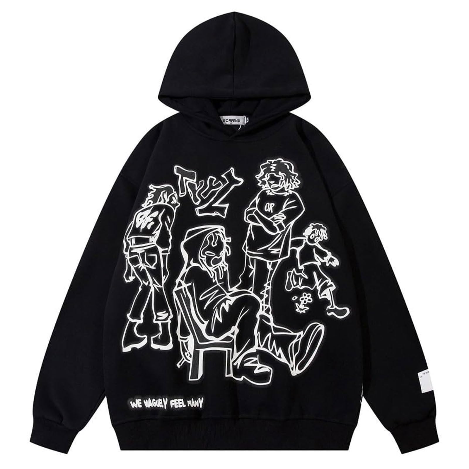 POOPMOOM Y2k Hoodie Men Women Grunge Graphic Hoodies Oversized Aesthetic Hoodies Pullover Alt Emo Hip Hop Streetwear
